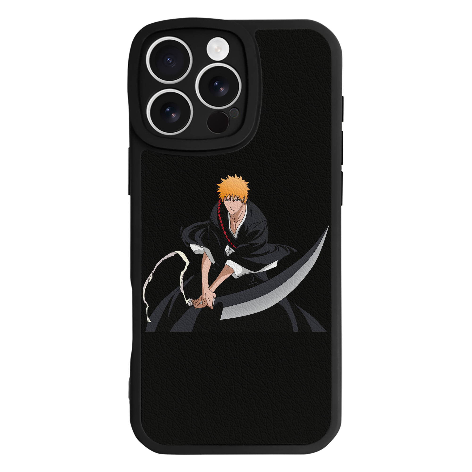 （画像用） ブリーチ 黒崎一護（くろさき いちご）BLEACH Kurosaki Ichigo 【iPhone 16シリーズ対応】シリコンスマホケース（レザー調） 材質：シリコン